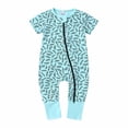 thumbnail image 1 of IROINNID Savings Cotton Neutral Onesies Summer Newborn Baby Girls Boys Bodysuit Short Sleeve Printed Zipper One-piece Romper Jumpsuit,Light Blue, 1 of 2