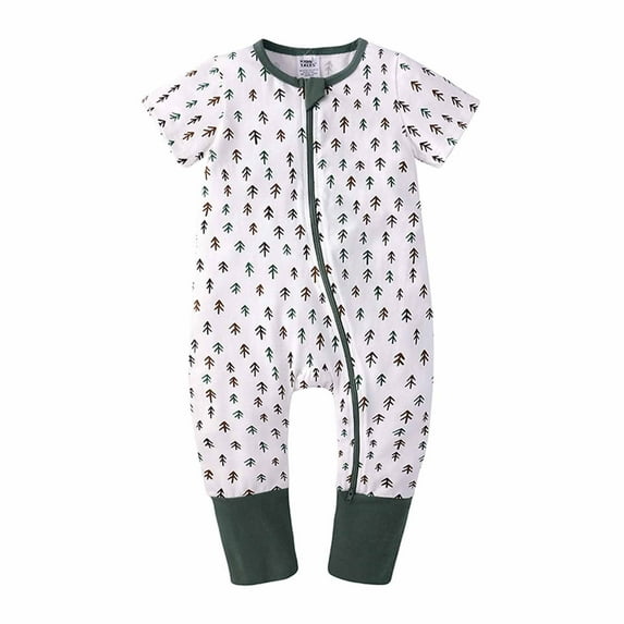 IROINNID Cotton Neutral Onesies Summer Newborn Baby Girls Boys Bodysuit Short Sleeve Printed Zipper One-piece Romper Jumpsuit,White