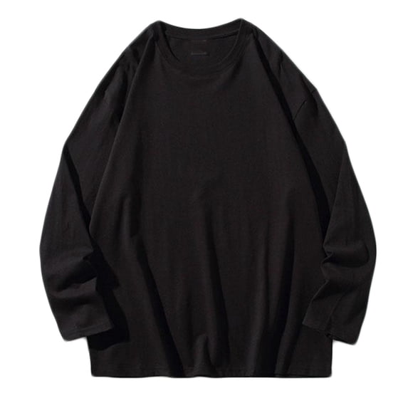 IROINNID Savings Crew Neck Pullover Sweatshirts Leisure Graphic Print Long Sleeve Daily Fit Solid Color Sweatshirts Tops,Black