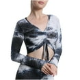 thumbnail image 1 of IROINNID Savings Dry Fit Shirt Women Long Sleeve Gym Clothes for Women Ladies Sports Chest Deep Tie V Drawstring Vest No Chest Pad Tops,Black, 1 of 5