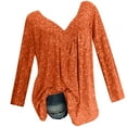 thumbnail image 1 of IROINNID Fall Shirts for Women Long Sleeve Loose Fit Lightweight V-Neck Blouse Casual Pleated Soft Pullover Tops,Orange, 1 of 8