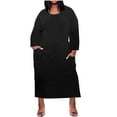 thumbnail image 1 of IROINNID Formal Dress for Women Wedding Guest Evening Night Party Dress Elegant Plus Size Dress Round-Neck Sundresses Knee Long Sleeve Dress,Black, 1 of 5