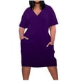 thumbnail image 1 of IROINNID Savings Formal Dress for Women Wedding Guest Evening Night Party Dress Elegant Plus Size Dress V Neck Summer Sundress Knee Length Sleeve Formal Dress,Purple, 1 of 5