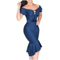 thumbnail image 1 of IROINNID Savings Formal Dress for Women Wedding Guest Homecoming Party Trendy Summer Style Sexy Tight V-neck Hollow Out Shoulder Bag Hip Dress,Dark Blue, 1 of 6