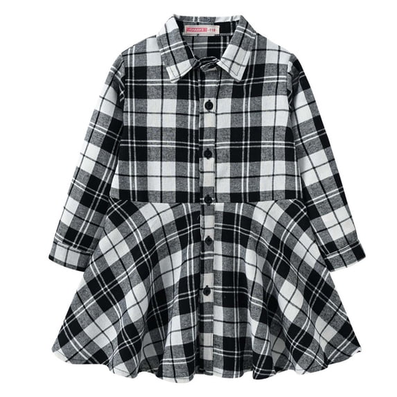 IROINNID Savings Girls Long Sleeve Dress Girls Clothes Versatile Plaid Skirt, Middle And Large Waist Shirt, Dress,White