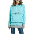 thumbnail image 1 of IROINNID Savings Hoodie for Women Big Pocket Long Sleeve Hoodie Casual Fall Solid Basic Warm Pullover Tops,Light Blue, 1 of 6