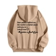 thumbnail image 1 of IROINNID Savings Hoodie for Women Letter Print Round Neck Long Sleeve Casual Hoodie Loose Fit Fall Warm Tops Basic Pullover,Khaki, 1 of 4