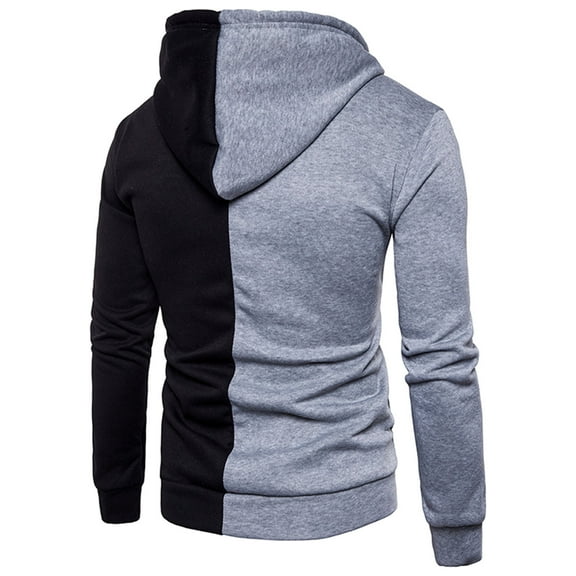 IROINNID Hoodies for Men Casual Cardigan Zipper Long Sleeve Patchwork Tops Sweatshirts,Gray