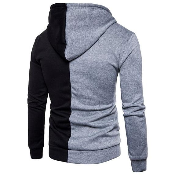 IROINNID Savings Hoodies for Men Casual Cardigan Zipper Long Sleeve Patchwork Tops Sweatshirts,Gray