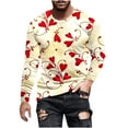 thumbnail image 1 of IROINNID Savings Long Sleeve Pullover Shirts for Men Comfy New Valentine's Day 3D Printed T-shirt Round Neck Undercoat Top Blouses,White, 1 of 5