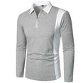 thumbnail image 1 of IROINNID Savings Long Sleeve Shirts for Men Casual Patchwork Color With Lapel Shirt Two-color Fashion Wear Turndown Collar Blouse & Shirt,Gray, 1 of 5