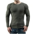 thumbnail image 1 of IROINNID Mens Pullover Shirts Long Sleeve Solid Round Neck Pullover Sweater Slim Fit Bottoming Knit Top,Olive Green, 1 of 5