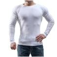 thumbnail image 1 of IROINNID Mens Pullover Shirts Long Sleeve Solid Round Neck Pullover Sweater Slim Fit Bottoming Knit Top,White, 1 of 6