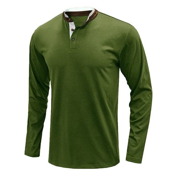 IROINNID Mens Pullover Shirts Long Sleeve Stand-up Collar Fashion T-shirt Long-sleeved Pullover Stand-up Collar Collar Blouse Tops,Green