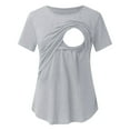 thumbnail image 1 of IROINNID Savings Plain Maternity T Shirts for Women Pregnant Nursing Solid Color Round Neck Short Sleeve Breastfeeding Tops,Gray, 1 of 6