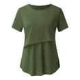 thumbnail image 1 of IROINNID Savings Plain Maternity T Shirts for Women Pregnant Nursing Solid Color Round Neck Short Sleeve Breastfeeding Tops,Olive Green, 1 of 6