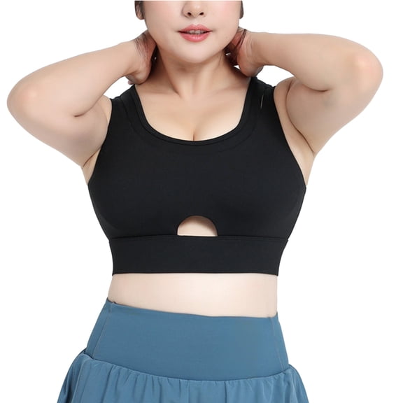 IROINNID Plus Size Sports Bras for Women Push Up Bra Empty Fake Two-piece Sports Underwear Large Size Fitness Clothes Shockproof High-strength Bra All-in-one Yoga Vest,Black