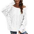 thumbnail image 1 of IROINNID Savings Pullover Sweater for Women Ladies Loose Fit Knit Hollow Out Long Sleeve Pullover One-shoulder Casual Sweater,White, 1 of 3