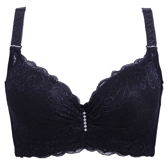 IROINNID Savings Push Up Bra for Women Four-breasted Steel Ring Charcoal Thin Bra, Sexy Underwear,Black