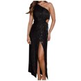 thumbnail image 1 of IROINNID Savings Sequin Dress for Women Party Holiday Night Sequin Single Shoulder Sparkly Glitter Party Club Wrap Evening Formal Dress Sequin Dress,Black, 1 of 9