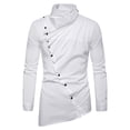 thumbnail image 1 of IROINNID Shirts for Men Long Sleeve High Neck Solid Winter Irregular Top,White, 1 of 8