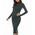 thumbnail image 1 of IROINNID Savings Sweater Dress for Women Long Sleeve Dress Knee-Length Sweater Dress Long-sleeve Solid Color Priming High-Necked Dress Slim,Green, 1 of 5