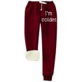 thumbnail image 1 of IROINNID Savings Sweatpants for Women Thermal Solid Color Fleece Pockets Plus-Size Bandage Elastic Waist Casual Pants Leggings,Burgundy, 1 of 3