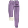 thumbnail image 1 of IROINNID Savings Sweatpants for Women Thermal Solid Color Fleece Pockets Plus-Size Bandage Elastic Waist Casual Pants Leggings,Purple, 1 of 3