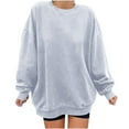 thumbnail image 1 of IROINNID Savings Sweatshirt for Women Oversize Long Sleeve Round Neck Sweatshirt Solid All-match Basic Tops Loose Fit Pullover,Gray, 1 of 4