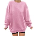 thumbnail image 1 of IROINNID Sweatshirt for Women Oversize Long Sleeve Round Neck Sweatshirt Solid All-match Basic Tops Loose Fit Pullover,Pink, 1 of 4