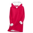 thumbnail image 1 of IROINNID Tunic Hoodie for Women Winter Warm Long Plush Sweatshirt Thickened Thermal Hooded Pullover Long Sleeve Solid Basic Tops,Red, 1 of 4