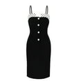 thumbnail image 1 of IROINNID Savings Wedding Guest Dresses for Women Formal Evening Night Dress Summer Sleeveless V-Neck Wave Point Dress Loose Trendy Sheath Dress,Black, 1 of 8