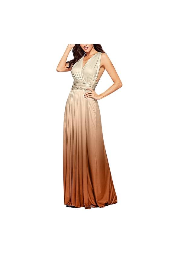 Wedding Guest Dresses for Women Homecoming Party Back Dresses Multiple Ways To Wear Wedding Dresses Maxi Elegant Formal Dress,Khaki