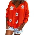 thumbnail image 1 of IROINNID Savings Womens Cardigans Long Sleeve Buttons Long Sleeve Floral Coat Cardigan Sweater,Orange, 1 of 7