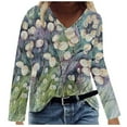 thumbnail image 1 of IROINNID Savings Womens Long Sleeve V-Neck Shirts Plus Size Lounge Loose Printed Tops Blouse,Green, 1 of 5