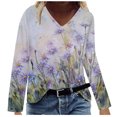 thumbnail image 1 of IROINNID Savings Womens Long Sleeve V-Neck Shirts Plus Size Lounge Loose Printed Tops Blouse,White, 1 of 5