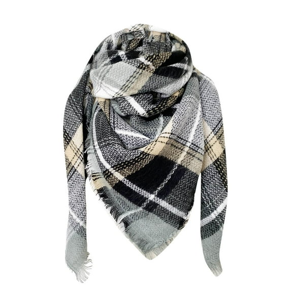 IROINNID Scarfs for Women Autumn Pashmina Shawl Wrap Cape Plaid Tassel Knitting Cardigan Scarf,Gray