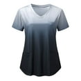 thumbnail image 1 of IROINNID Scrub Tops for Women Short Sleeve V-Neck Working Uniform Gradient Tops with Pockets,Gray, 1 of 5