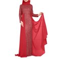 thumbnail image 1 of IROINNID Sequin Dress for Women Round- Neck Palette Suspenders High Waist Condole Gold Velvet High Waist Formal Dress Deals,Burgundy, 1 of 5