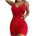 thumbnail image 1 of IROINNID Sexy Red Dresses For Women Summer Temperament Sleeveless Sequin Sling Solid Buttocks Sexy Backless Dress Cheap, 1 of 6