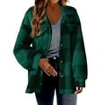 thumbnail image 1 of IROINNID Shacket Jacket for Women Fall and Winter Plaid Button Down Shacket Casual Daily Loose Jacket with Pocket,Green, 1 of 5