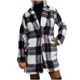 thumbnail image 1 of IROINNID Shacket for Women Long Sleeved Button Down Turndown Lapel Wool Coat Long Sleeved Plaid Jacket,Black, 1 of 9