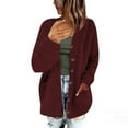 thumbnail image 1 of IROINNID Shearling Jacket for Women Casual Plus Size Plush Winter Sweater Outerwear Buttons Cardigan Coat with Pocket,Burgundy, 1 of 8