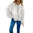 thumbnail image 1 of IROINNID Shearling Jacket for Women Winter Fall Button Down Y2K Shearling Jacket Warm Casual Fuzzy Trendy Jacket with Pocket,White, 1 of 5