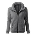 thumbnail image 1 of IROINNID Shearling Jacket for Women Winter Fall Warm Jacket Lightweight Trendy Zipper Closure Hooded All-match Casual Coat,Gray, 1 of 2