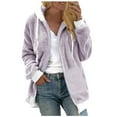 thumbnail image 1 of IROINNID Shearling Jacket for Women Winter Fall Zip Up Long Sleeve Hooded Jacket Warm Casual Fleece Jacket,Purple, 1 of 5