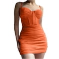 thumbnail image 1 of IROINNID Sheath Dress For Women Fashion Gauze Fold Sexy V-Neck Sling Dress Short Solid Color Dress, 1 of 5
