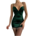 thumbnail image 1 of IROINNID Sheath Dress For Women Fashion Tassel Gorgeous Solid Backless Sleeveless Camis Mini Dresses V-Neck Short Dress, 1 of 5