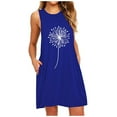 thumbnail image 1 of IROINNID Shift Dress For Women Round Neckline Fashion Pocket Dandelions Casual Night Dresses Prints Elastic Waist Sleeveless Dress, 1 of 3