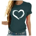 thumbnail image 1 of IROINNID Shirt for Women Short Sleeves Heart-shaped Print Casual Tops Blouse T-shirt Green, 1 of 4